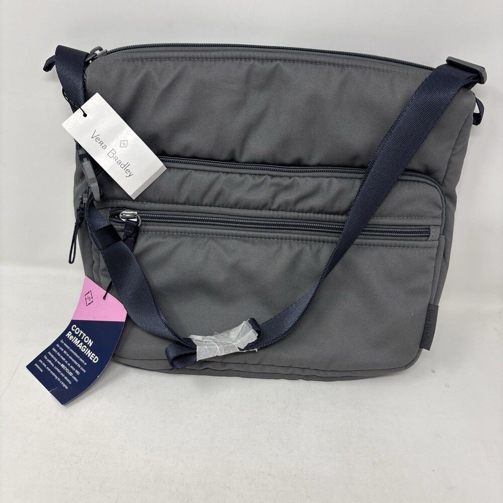 Vera Bradley Utility Crossbody Bag in Cotton Recycled Cotton Galaxy Gray